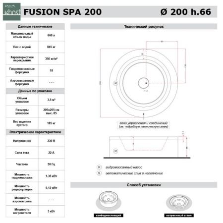 Круглый спа бассейн Treesse Maya Fusion 200 Круглый спа бассейн Treesse Maya Fusion 200